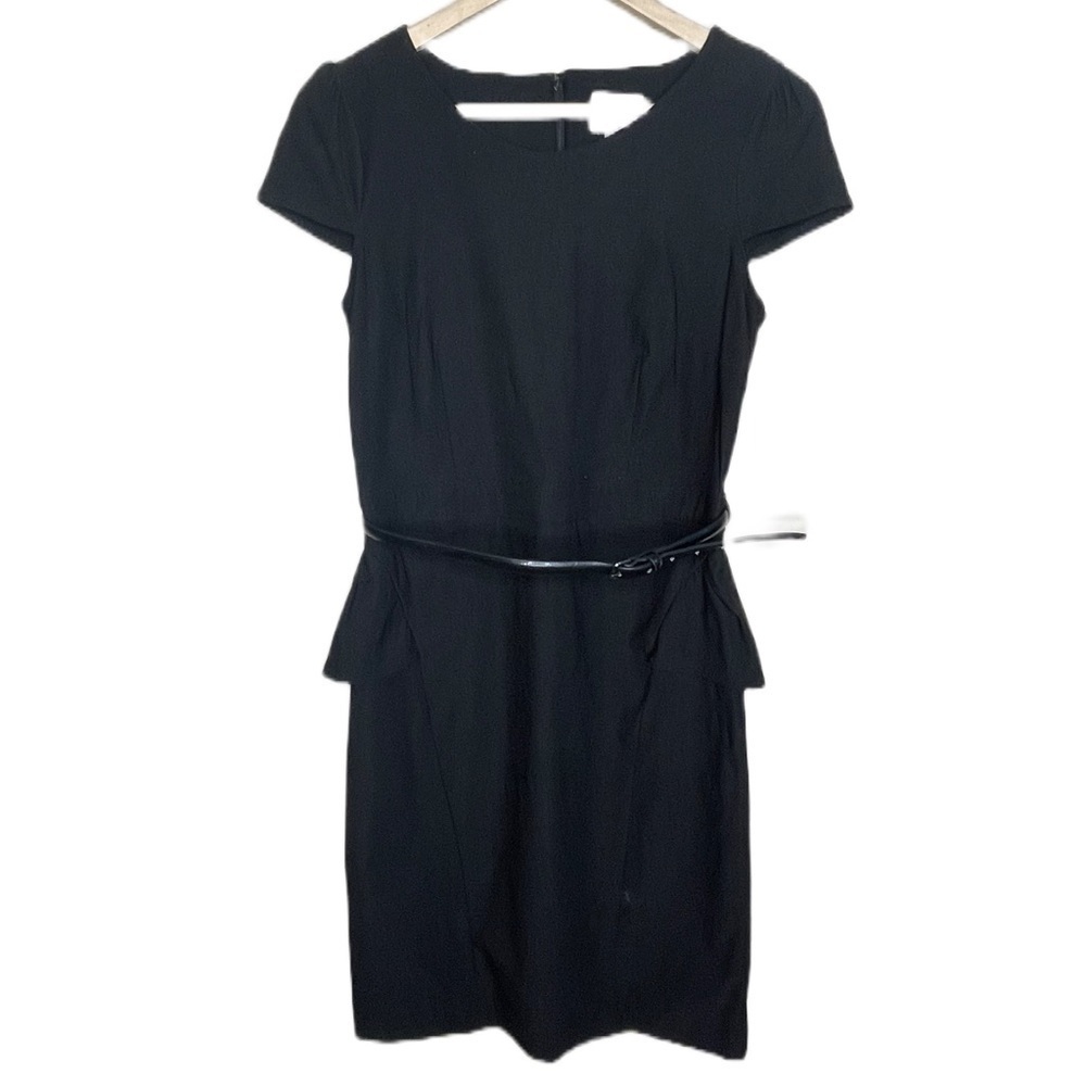 ECI new york black knee length belted sheath stretch dress